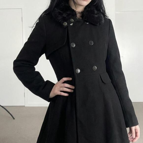 Vintage Jackets & Blazers - Vintage Wool Military Napoleon Jacket Black Fitted Indie Sleaze 90s Vamp